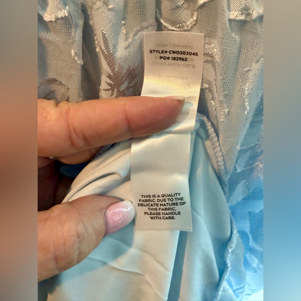 Lulus NWT “Make It Mesmerizing” Light Blue Jacquard Tiered Mini Dress Size Small - Picture 8 of 12